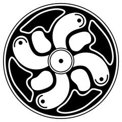 Obraz premium Black and white circle with patterns