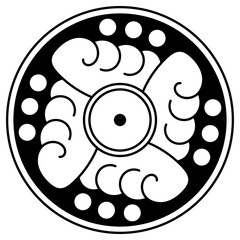 Black and white circle with patterns