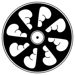 Black and white circle with patterns