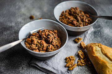 Traditional georgian bean dish - lobio with walnut