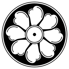 Black and white circle with patterns