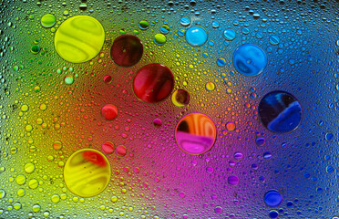 Abstract colorful bubbles. Freeze motion of color dust particles splash. Background image.
