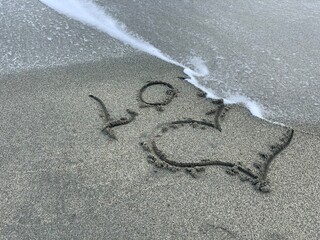 heart love on sand Corsica France