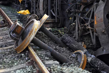 Papier Peint photo Naufrage Site of a train derailed accident