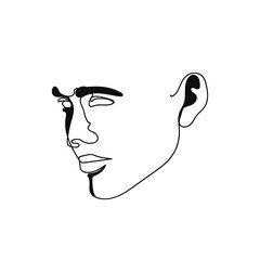 Elegant profile continuous silhouette art. Modern minimalist art. Attractive facial features. Aesthetic contour. Avant garde style illustration