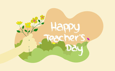 Happy teacher's day poster banner background vector illustration. Hand drawn doodle style vector illustration of happy  Teacher's day, eps 10 easy to edit 