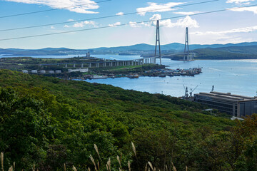 Russkiy bridge, view from the mainland