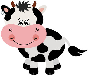Cute happy cow isolated on white