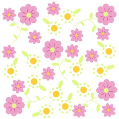 Fototapeta na wymiar Illustration pattern pink flowers and background for fashion design or other products.