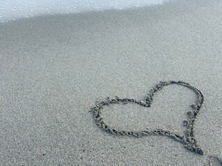 Fototapeta na wymiar heart love on sand Corsica France