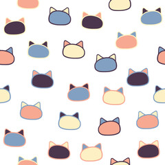 Simple cat head doodle repeat pattern