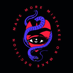 Women eye with snake slogan Vector design for t-shirt graphics, banner, fashion prints, slogan tees, stickers, flyer, posters and other creative uses