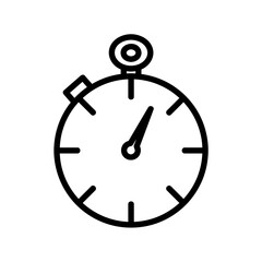 Time stopwatch icon. Clock pictogram. Flat symbol for web. Line stroke. Isolated on white background. Vector eps10