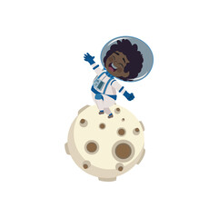 Isolated cartooon of an astronaut on the moon - Vector