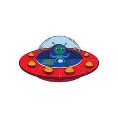 Isolated UFO cartoon. Alien transport - Vector ilustration