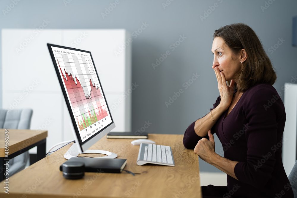 Poster sad unhappy trader and stock broker