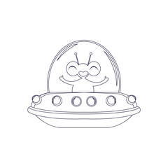 Isolated UFO cartoon. Alien transport - Vector ilustration