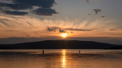 sunset over the lake