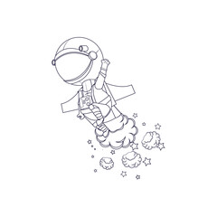 Isolated cartoon of an astronaut flying - Vectort