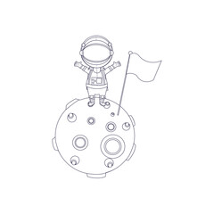 Isolated cartooon of an astronaut on the moon - Vector