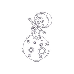 Isolated cartooon of an astronaut on the moon - Vector