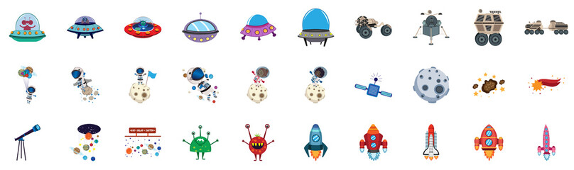 Set of space objects icons - Vector illustration