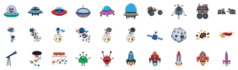 Set of space objects icons - Vector illustration
