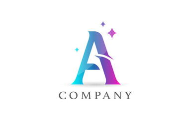 A pink blue gradient alphabet letter logo for business and company. Creative lettering and corporate identity. Branding design