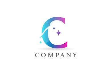 C pink blue gradient alphabet letter logo for business and company. Creative lettering and corporate identity. Branding design