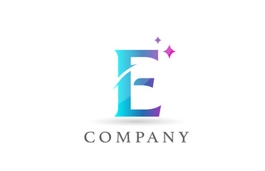E pink blue gradient alphabet letter logo for business and company. Creative lettering and corporate identity. Branding design