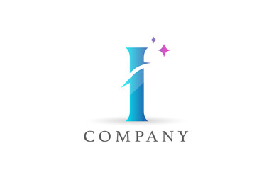 I pink blue gradient alphabet letter logo for business and company. Creative lettering and corporate identity. Branding design