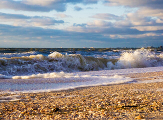 Crashing waves on a stormy Gulf of Mexico at St. Pete Beach, Florida.