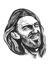 Jesus Christ, graphic portrait. Hand drawing. Watercolor illustration, jpg