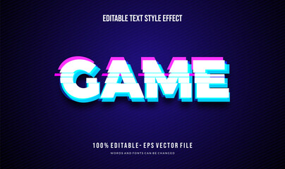 Modern editable text style glitch effect. Editable font style. Vector Illustration