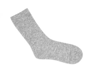 Gray color tall socks isolated on white background..