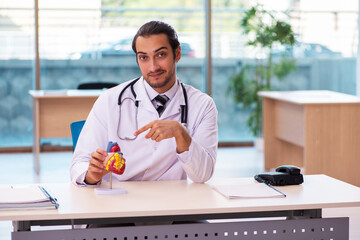 Young male doctor cardiologist working in the clinic