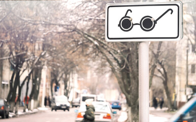 Pedestrian crossing for the blind and winter city