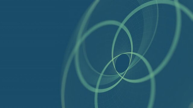 Blue and green abstract spirograph art looping motion background