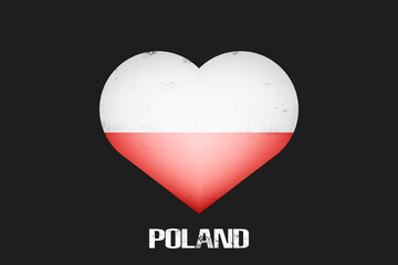 Heart with polish national flag colors. Flag of Poland in the form of a heart made on an isolated background. Design pattern for greeting card on an Valentines day. Vector illustration