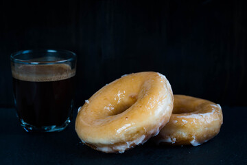 glazed donut with espresso coffee