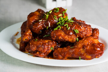 Korean yangnam crispy fried chicken with spring onion