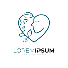 Love logo with beautiful icon template, nature leaf logos