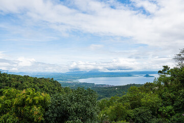 the view of Taal Lake with cloudy skies