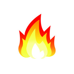 Vector color image of flame fire Isolated on white background.