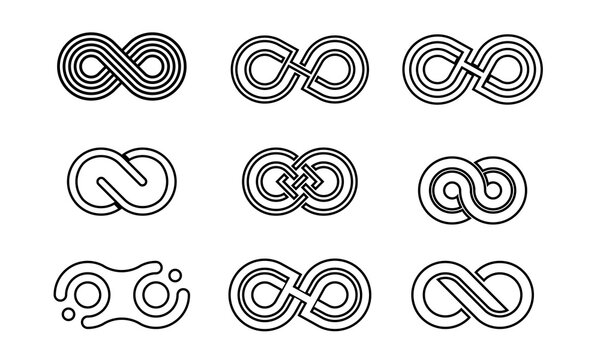 infinity line logo creation, loop, icon set