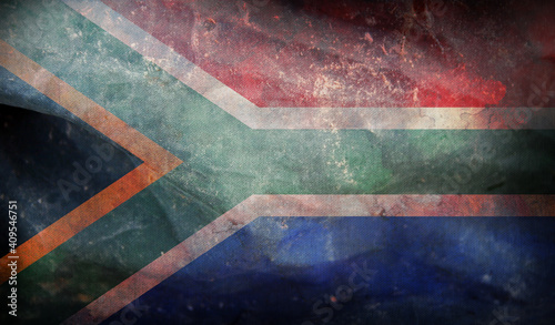 retro flag of South Africa with grunge texture