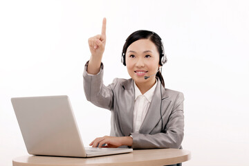 Business woman using computer