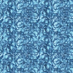 Azure blue glitch geo linen texture background. Seamless abstract textile effect. Distressed aqua water dye pattern. Coastal cottage beach home decor. Modern marine sailor fashion repeat cotton cloth