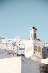 white buildings in old Morocco city with blue sky