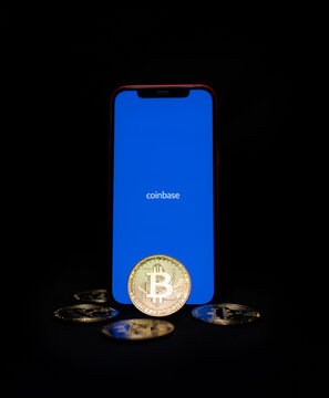 Coinbase Bitcoin 2021 trading app with bitcoin around the phone